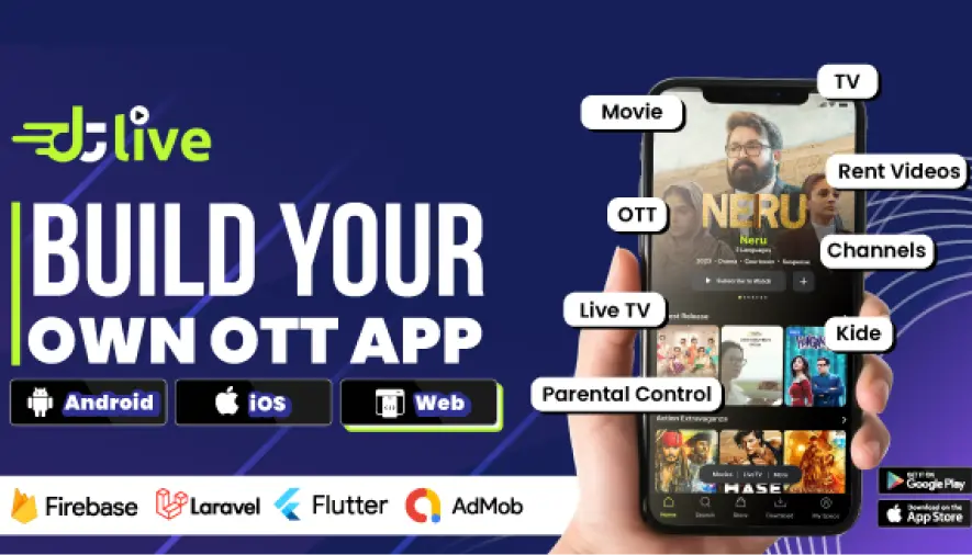 DTLive OTT Platform: Movie, TV Show, Live TV, Streaming Flutter App