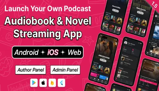 DTPocketFM - Podcasts, AudioBooks, Novels, Threads, Music Flutter App (Android-iOS-Web) Admin Panel