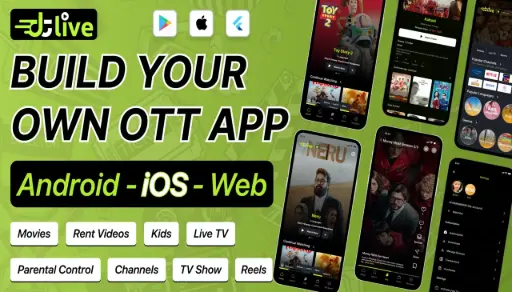 DTLive OTT Platform: Movie, TV Show, Live TV, Streaming Flutter App