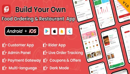 DTFood - Single Vendor Food Ordering & Restaurant App | Flutter App ( Android iOS ) + Admin Panel