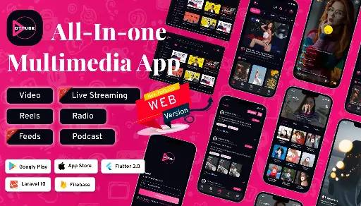 DTTube-Video-Reels-Podcast-Live Streaming Flutter App Android-iOS-Web with Admin Panel YouTube Clone